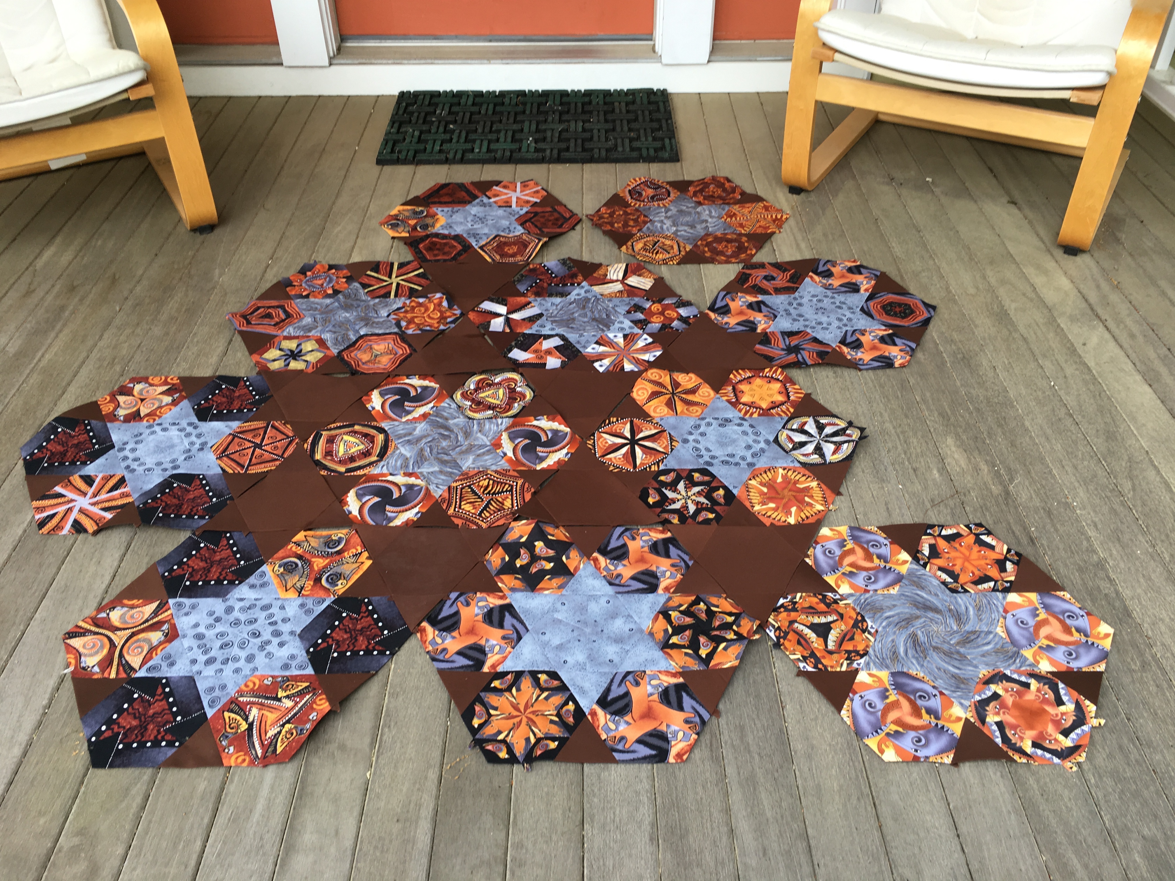 Glorious Hexagons Preview Of Blue Star Quilt Hexy Lady