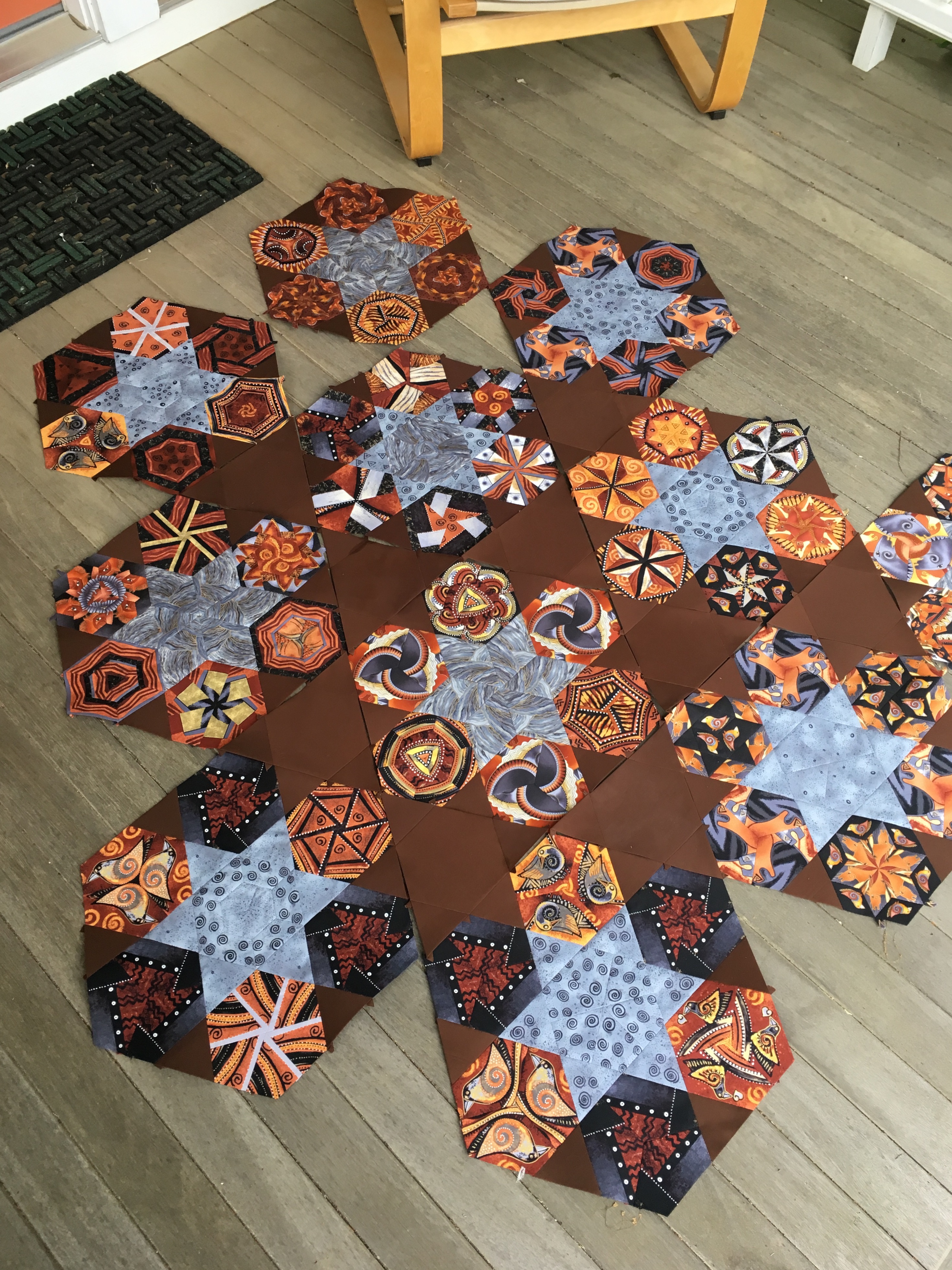 Glorious Hexagons Preview Of Blue Star Quilt Hexy Lady